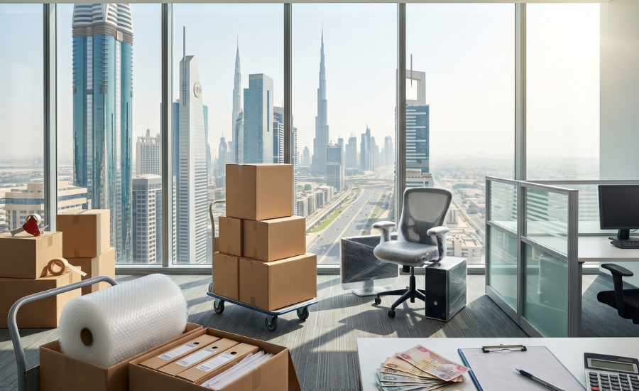 Office movers in Dubai relocating office furniture and IT equipment safely across Dubai
